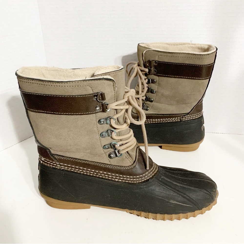 Vintage Esprit Suede Leather and Rubber Duck Boots Lace-up Fleece Lined Winter❄️ - Picture 2 of 9